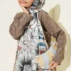 Sunflower Pattern Bamboo Crinkle Shawl Beige