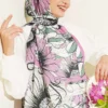 Sunflower Pattern Bamboo Crinkle Shawl Fuchsia