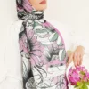 Sunflower Pattern Bamboo Crinkle Shawl Fuchsia - Afbeelding 2