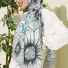 Sunflower Pattern Bamboo Crinkle Shawl Grey - Imagen 2