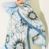 Sunflower Pattern Bamboo Crinkle Shawl Indigo