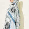 Sunflower Pattern Bamboo Crinkle Shawl Indigo - Imagen 3