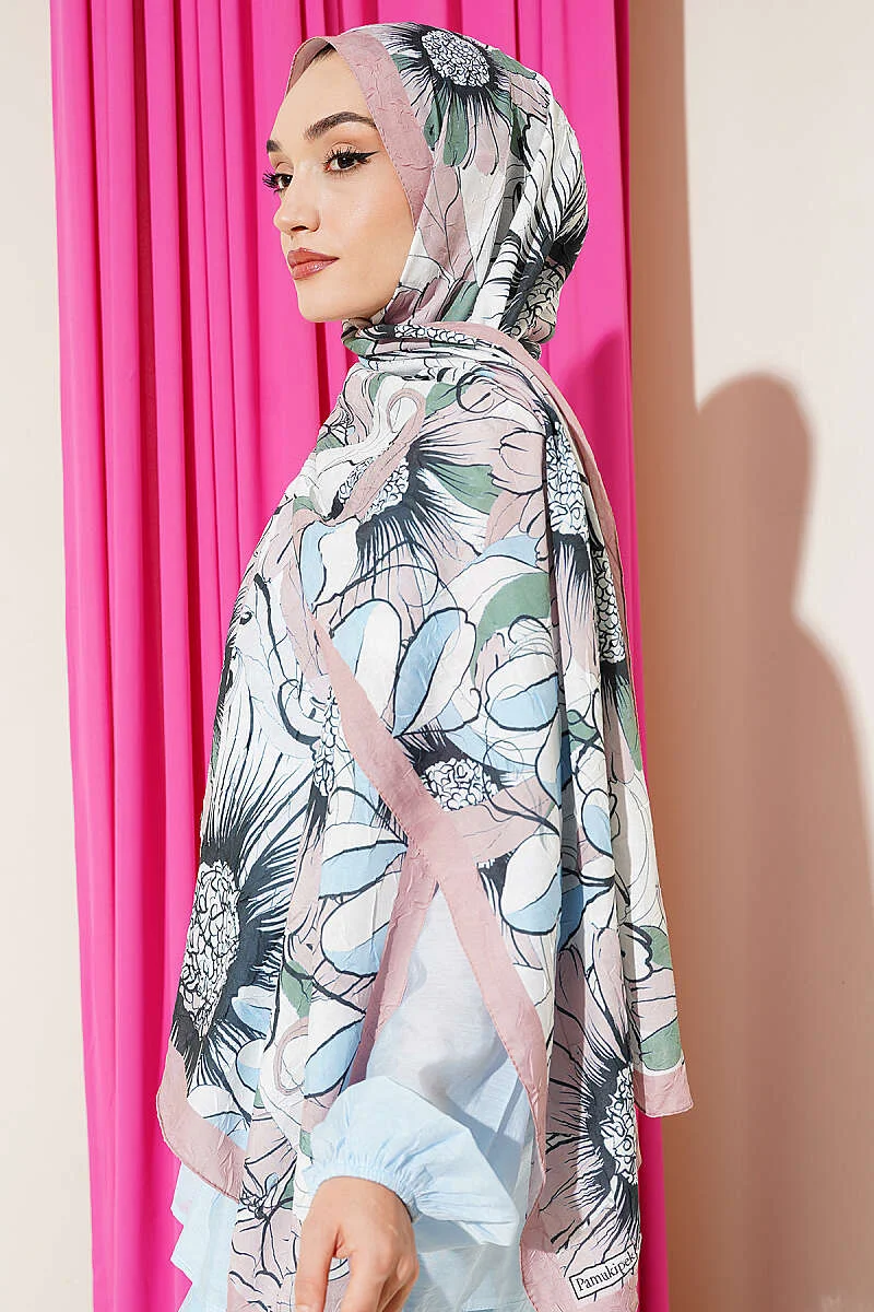 Sunflower Pattern Bamboo Crinkle Shawl - الصورة 3