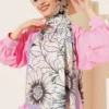 Sunflower Pattern Bamboo Crinkle Shawl Lilac