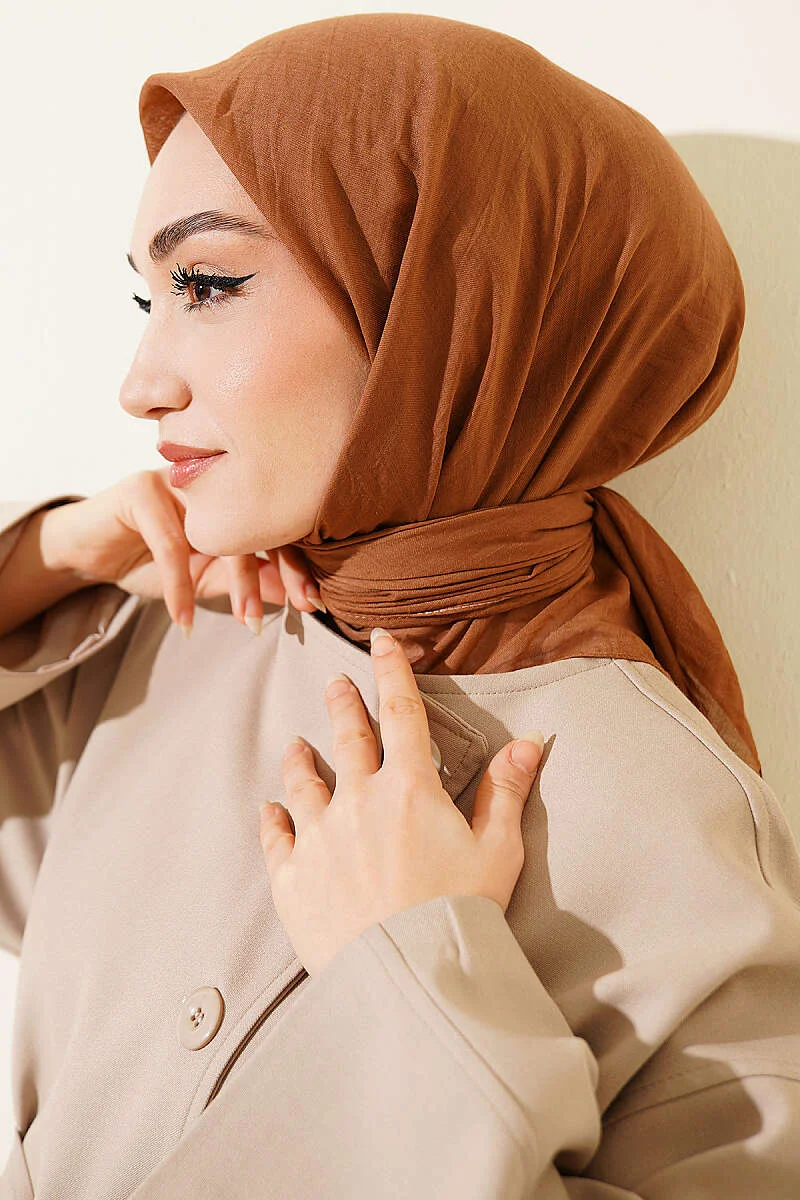 Aya Series Thin Cotton Scarf Camel – Image 2