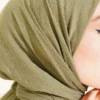 Aya Series Thin Cotton Scarf Khaki - Imagen 4