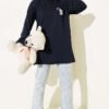 Bear Embroidered Long Tunic Navy Blue - Image 2