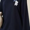 Bear Embroidered Long Tunic Navy Blue - Image 4