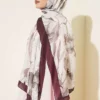 Large Flower Pattern Bamboo Crinkle Shawl Brown – Image 3