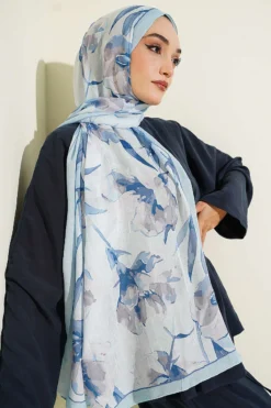 Alternative Ansicht von Large Flower Pattern Bamboo Crinkle Shawl Baby Blue