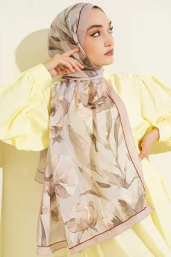 Alternative Ansicht von Large Flower Pattern Bamboo Crinkle Shawl Beige