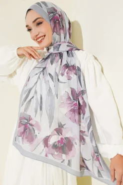 Alternative Ansicht von Large Flower Pattern Bamboo Crinkle Shawl Grey