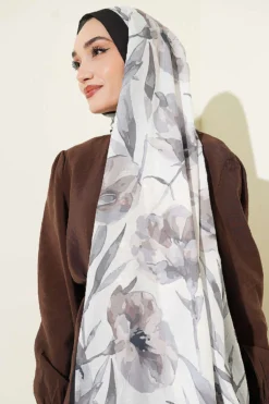 Alternative Ansicht von Large Flower Pattern Bamboo Crinkle Shawl Black