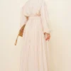 Gathered Ankle Elastic Belted Dress Beige – Image 3