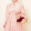 Gathered Ankle Elastic Belted Dress Powder Pink - immagine 2