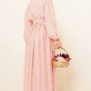 Gathered Ankle Elastic Belted Dress Powder Pink - immagine 3