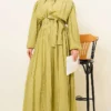 Gathered Ankle Elastic Belted Dress