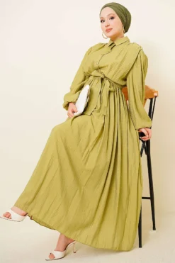 Alternative Ansicht von Gathered Ankle Elastic Belted Dress