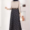 Baklava Pattern Scuba Skirt Navy Blue