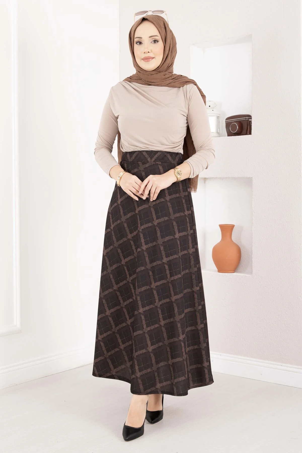 Baklava Pattern Scuba Skirt Black – Bild 3