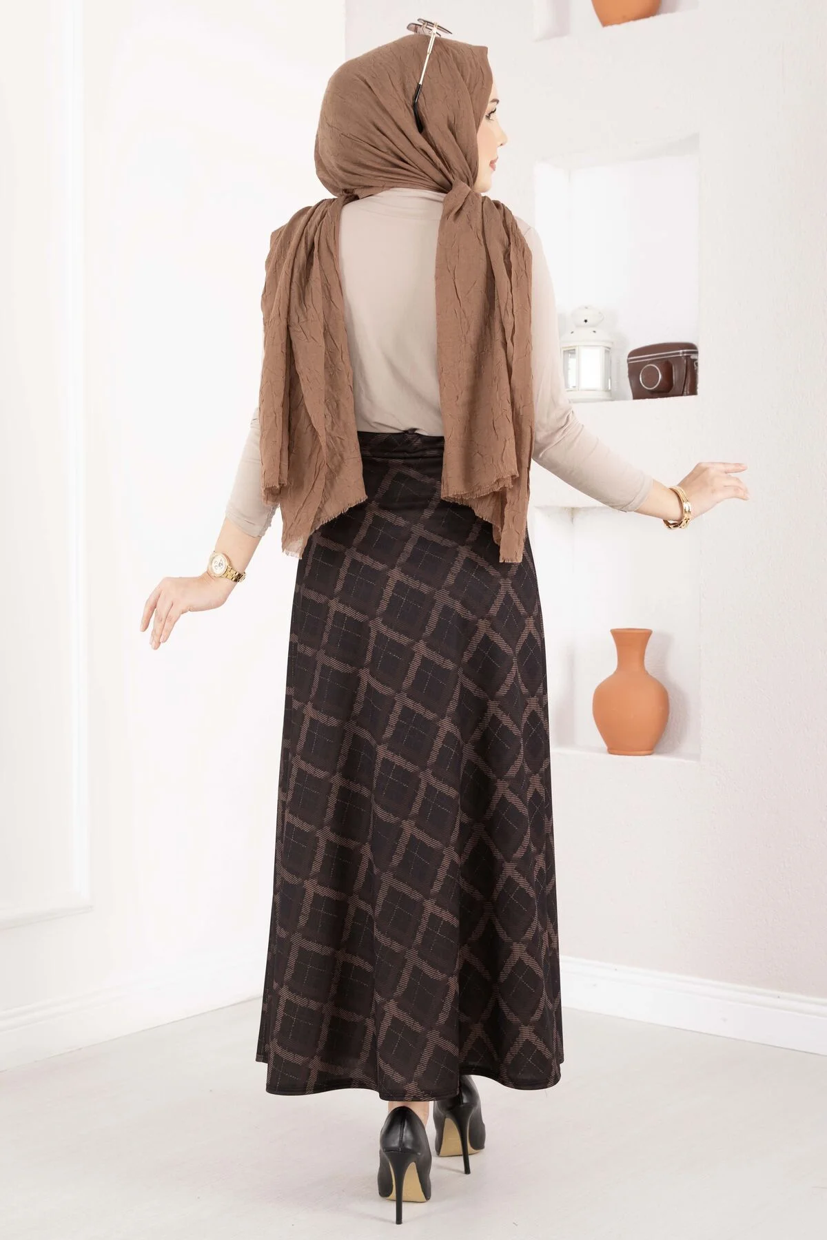 Baklava Pattern Scuba Skirt Black – Bild 5