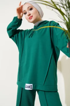 Alternative view of Hooded Oversized Two-Piece Set Emerald