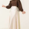 Balloon Sleeve Basic Short Shirt Brown – Image 2