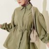 Balloon Sleeve Hidden Button Parachute Shirt