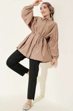 Alternatieve weergave van Balloon Sleeve Hidden Button Parachute Shirt