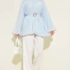 Balloon Sleeve Tunic with Gold Buckle Blue - immagine 2