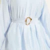 Balloon Sleeve Tunic with Gold Buckle Blue - immagine 4