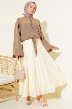 Alternative Ansicht von Balloon Sleeve Tied Front Short Shirt