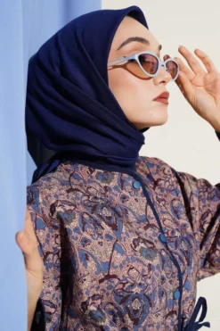 Alternative view of Basic Plain Winter Scarf Navy Blue