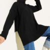 Basic Drop Shoulder Oversized Knit Tunic Black