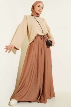 Vue alternative de Basic Wide Sleeve Blouse Beige
