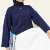 Basic Wide Sleeve Blouse Navy Blue
