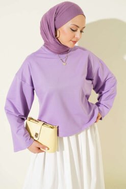Basic Wide Sleeve Blouse Lilac