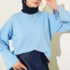 Basic Wide Sleeve Blouse Blue