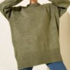 Basic Oversized Knit Tunic Khaki