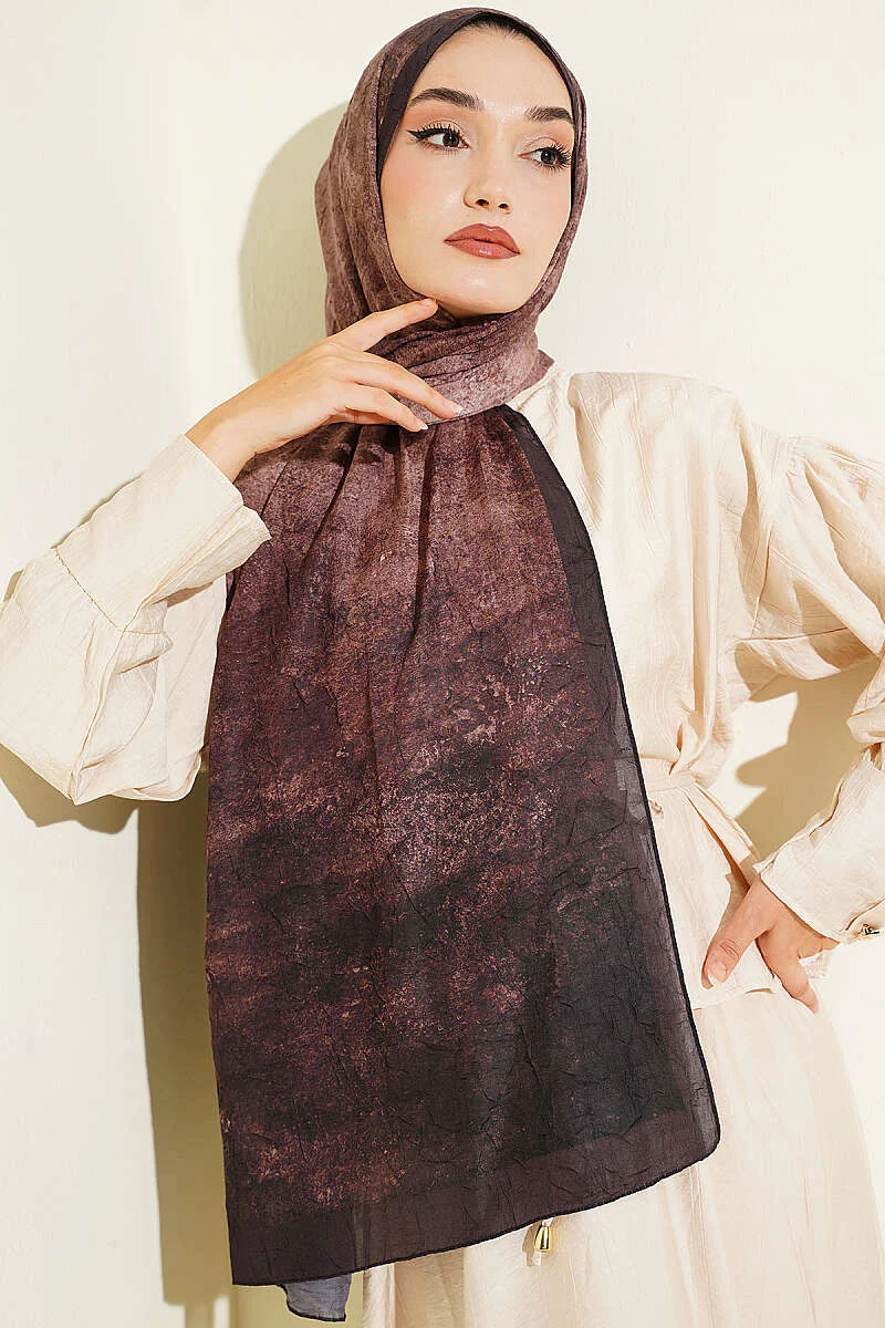 Batik Degrade Bamboo Crepe Shawl Brown