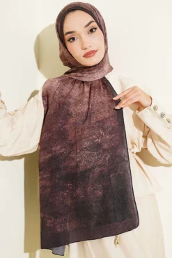 Alternative view of Batik Degrade Bamboo Crepe Shawl Brown