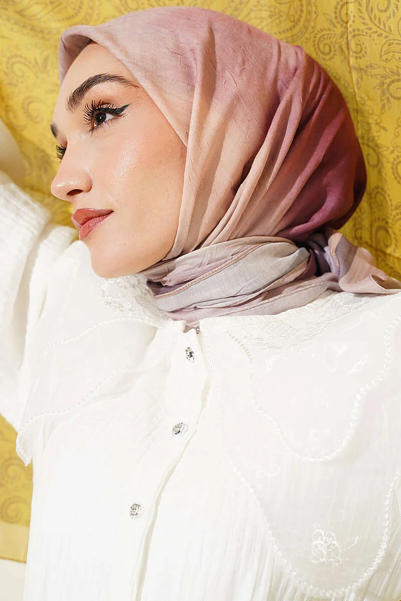 Batik Pattern Bamboo Crepe Scarf Beige