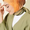 ⁦Batik Pattern Bamboo Crepe Scarf Khaki⁩ - الصورة ⁦2⁩