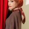 Batik Pattern Bamboo Crepe Scarf Brown - Image 2