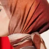 Batik Pattern Bamboo Crepe Scarf Brown - Image 4