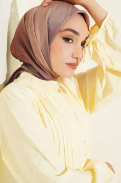 Batik Pattern Bamboo Crepe Scarf Brown
