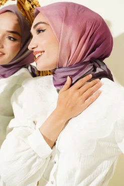 Batik Pattern Bamboo Crepe Scarf Plum