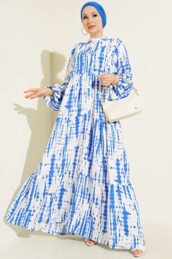 Batik Pattern Mandarin Collar Dress