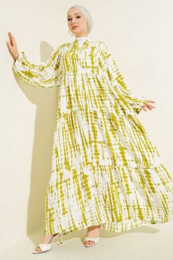 Batik Pattern Mandarin Collar Dress