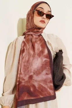 Batik Marbled Bamboo Crinkle Shawl Brown
